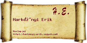 Harkányi Erik névjegykártya